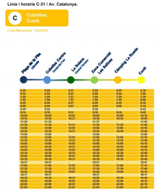 Horaris bus urba cubelles cunit